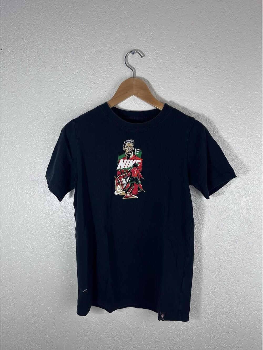 Nike Graphic T-Shirt Cristiano Ronaldo Portugal Soccer Black Short Sleeve